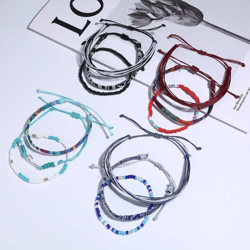24 Pieces Waterproof String Bracelets for Women Surfer Wave Boho Bracelet Adjust - Picture 9 of 9
